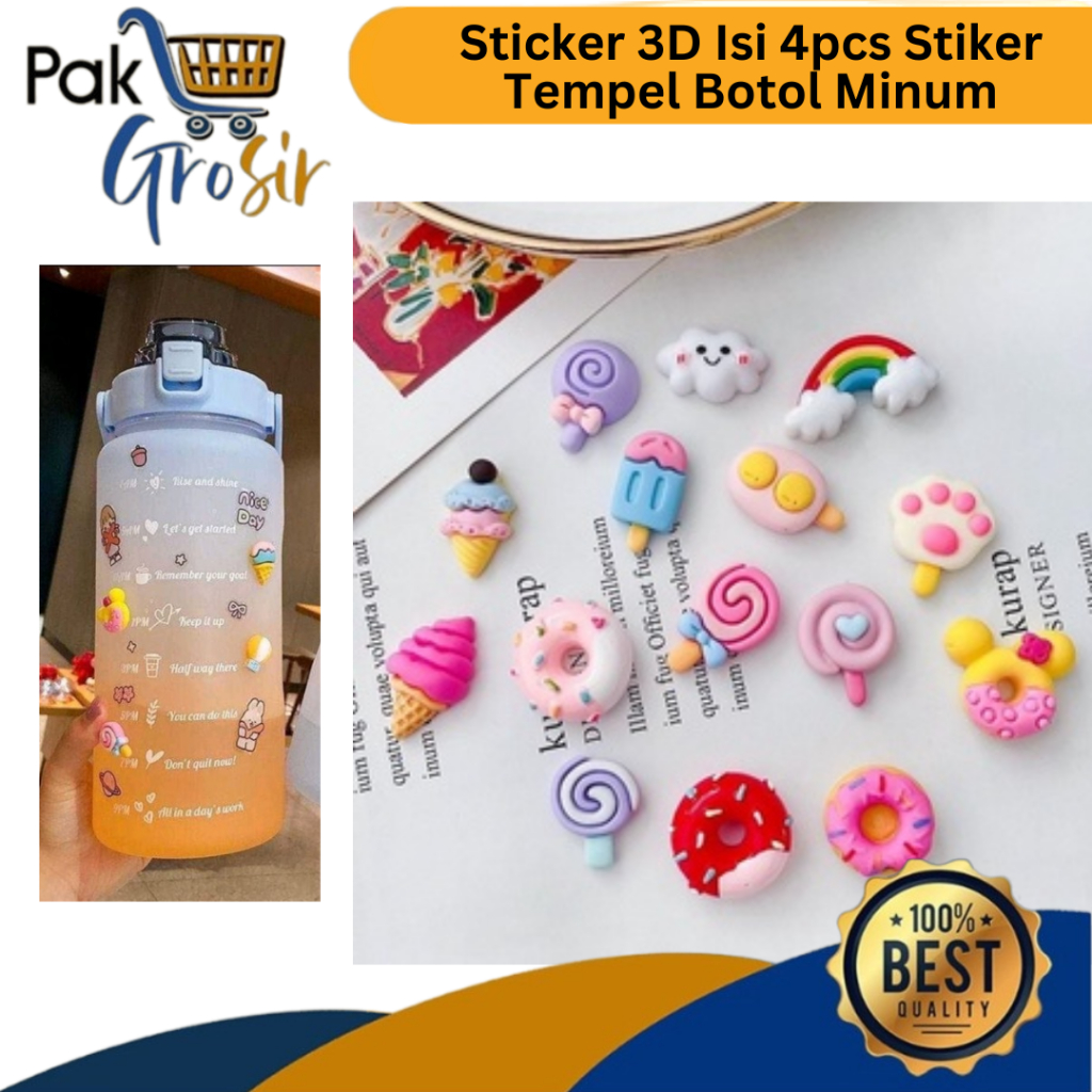 

BAYAR 1 DAPAT 1 LUSIN Sticker 3D Isi 4pcs Botol Minum Viral Karakter Stiker 3D Set Tempel Tumbler Mainan Aksesoris Anak Lucu