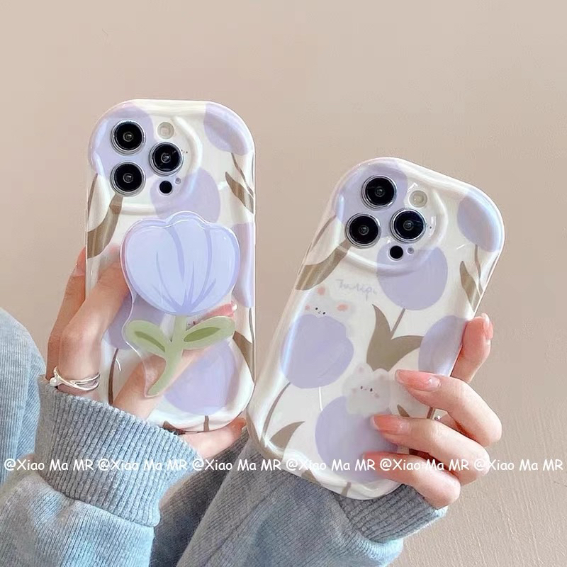 Lilac Tulip Popsocket Softcase Casing Case HP Lucu iphone XR 11 Pro Max 12 Pro Max 13 Pro Max 14 Pro
