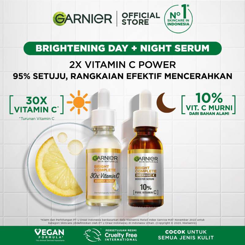 Paket Skincare Garnier Bright Complete Vitamin C Day & Night Serum Kit – Paket Serum Pagi & Malam de