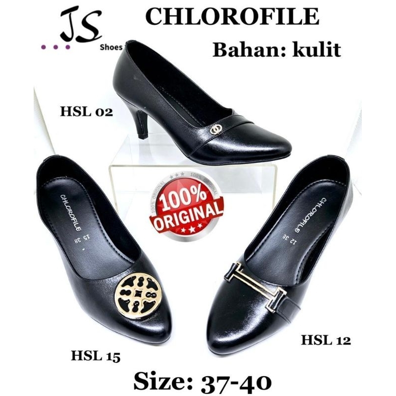 CHLOROFILE HSL - SEPATU FANTOFEL HEELS KULIT WANITA DEWASA MERK CHLOROFILE