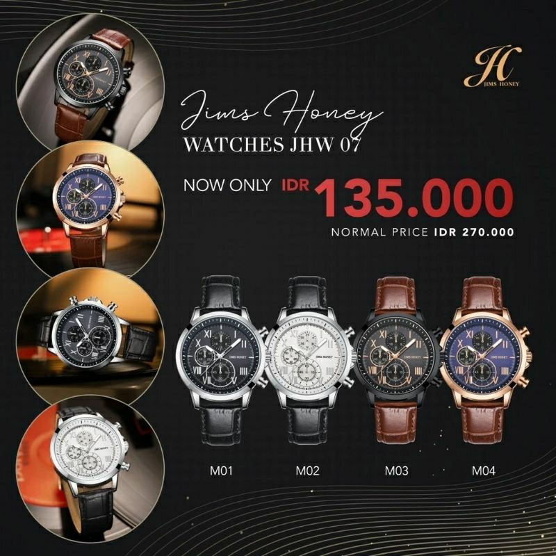 Jims Honey JHW 07 Jam Tangan Cowok Pria Import Murah (Free Box & Baterai)