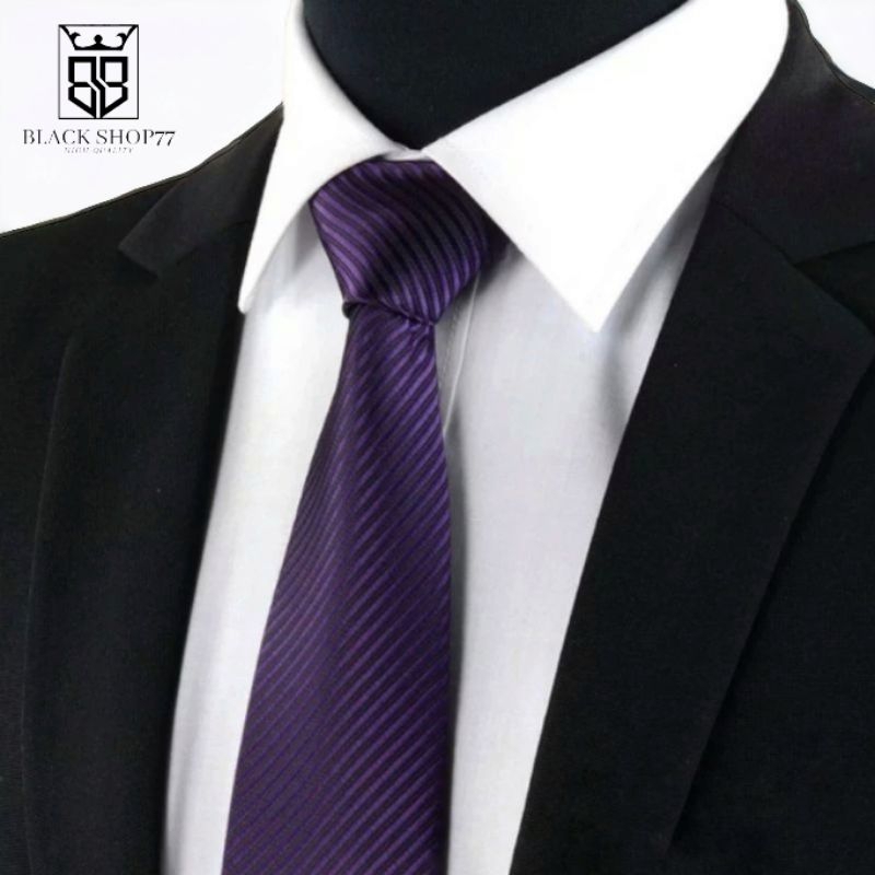 Dasi Pria Dasi Panjang Dasi Salur Ungu Tua 3 Inchi 8 Cm