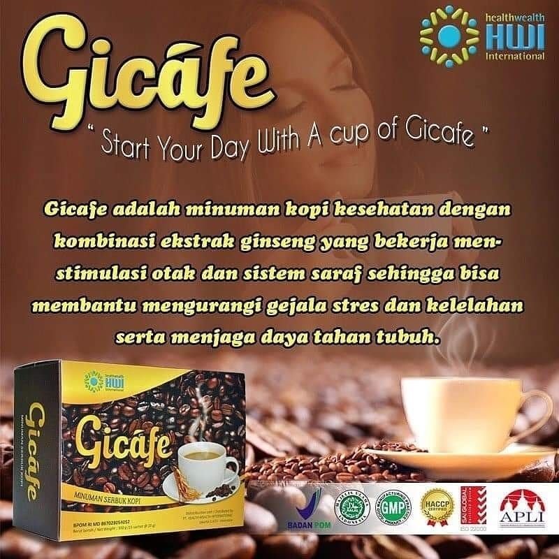 

Minuman GICAFE Kopi Ginseng isi 15 sachet membantu mestimulasi otak & syaraf, mengatasi stres dan kelelahan, meningkatkan stamina