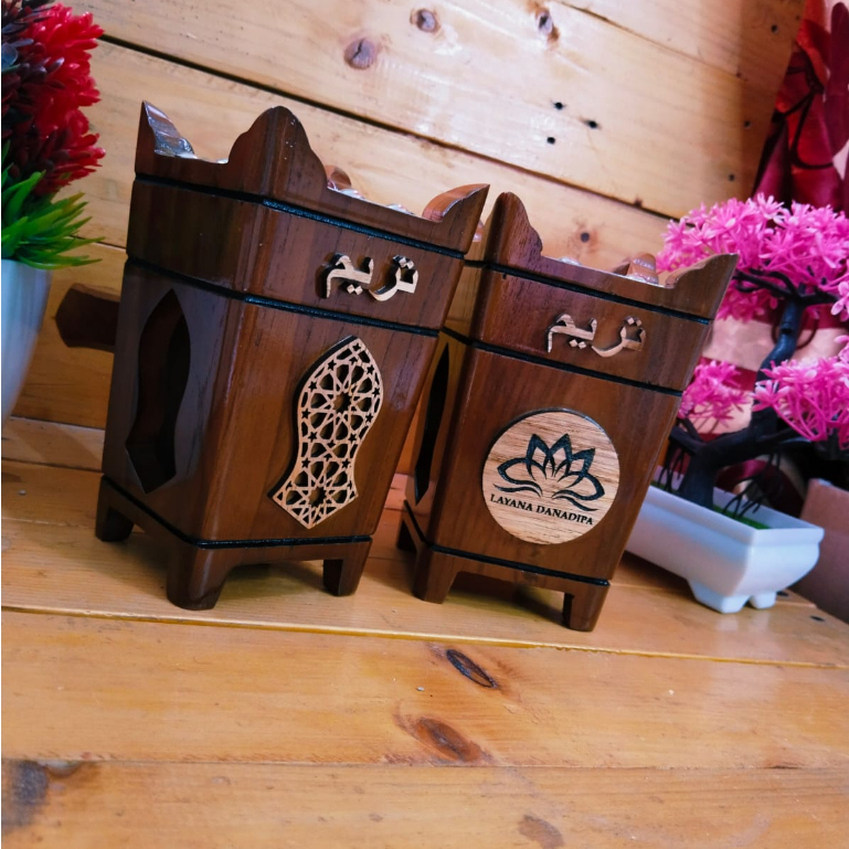 Mabkhara Arab Set Prapen Bukhur Tempat Bukhur Tempat Dupa Kerucut Bahan Kayu Jati