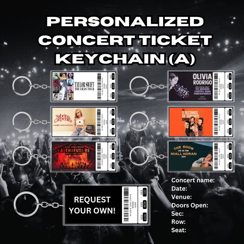 Personalized Concert Ticket Keychain / Custom Gantungan Kunci Tiket Konser