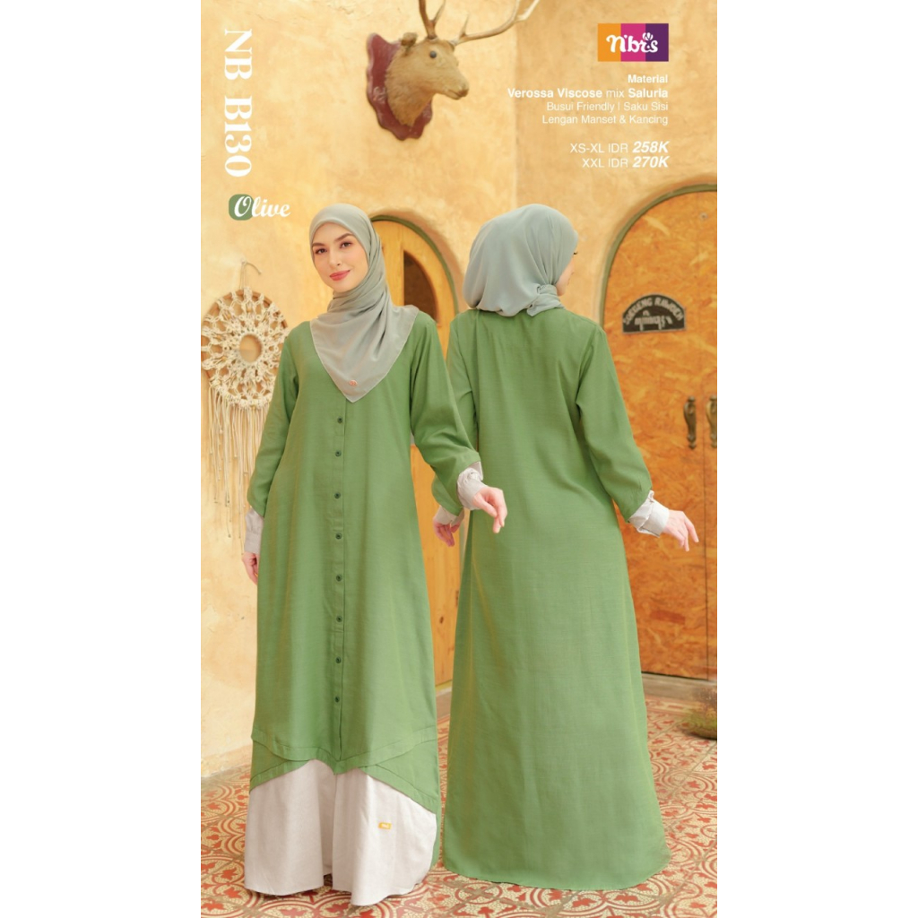 Gamis Nibras NB B130 / Gamis Nibras Terbaru / Gamis Wanita Dewasa