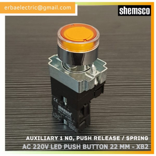 22mm AC 220v Illuminate Push Button XB2-BW SHEMSCO Tombol LED Kuning Diskon