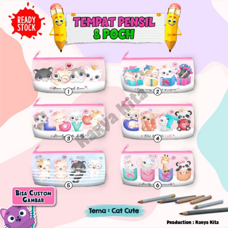 

PENCIL CASE/TEMPAT PENCIL/MOTIF KARAKTER CAT CUTE