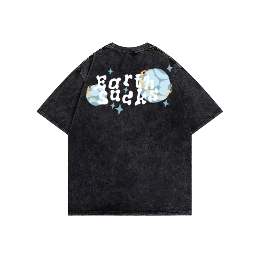 Kaos Baju Washing/Washed Oversize Earth Suck Original Punishment Pria Wanita