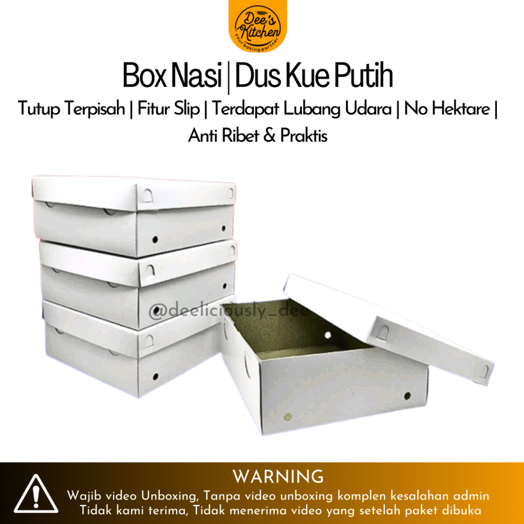 

Box / Dus Nasi tebal model selip (tanpa hekter) Warna Putih - 50pcs