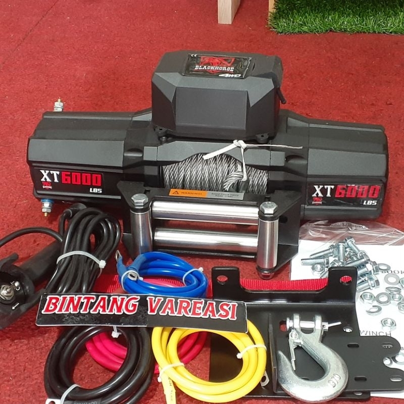 WINCH BLACK HORSE 6000 LBS 3 TON TALI SLING BAJA WINCH OFFROAD WINCH DEREK WINCH OFFROAD