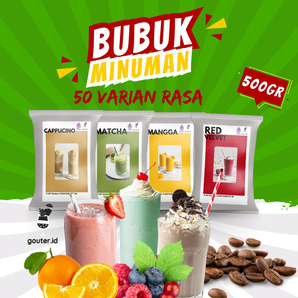 

BUBUK MINUMAN RASA 500GR / SERBUK MINUMAN ANEKA RASA / BUBUK MINUMAN KEKINIAN / MINUMAN INSTAN