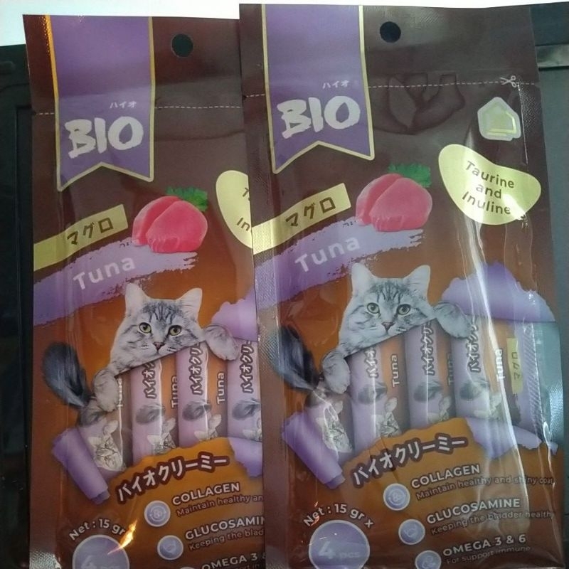 

bio creamy snack 1pak tuna d{cemilan kucing}