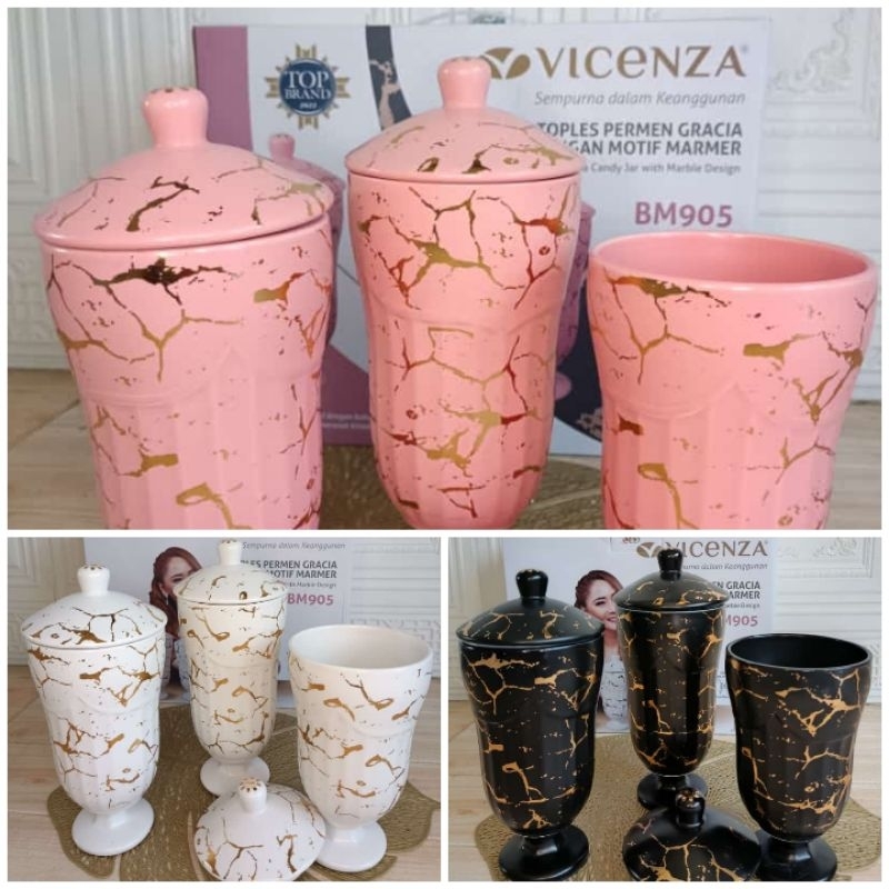 toples candy labu Vicenza bm-905 marble hitam pink putih