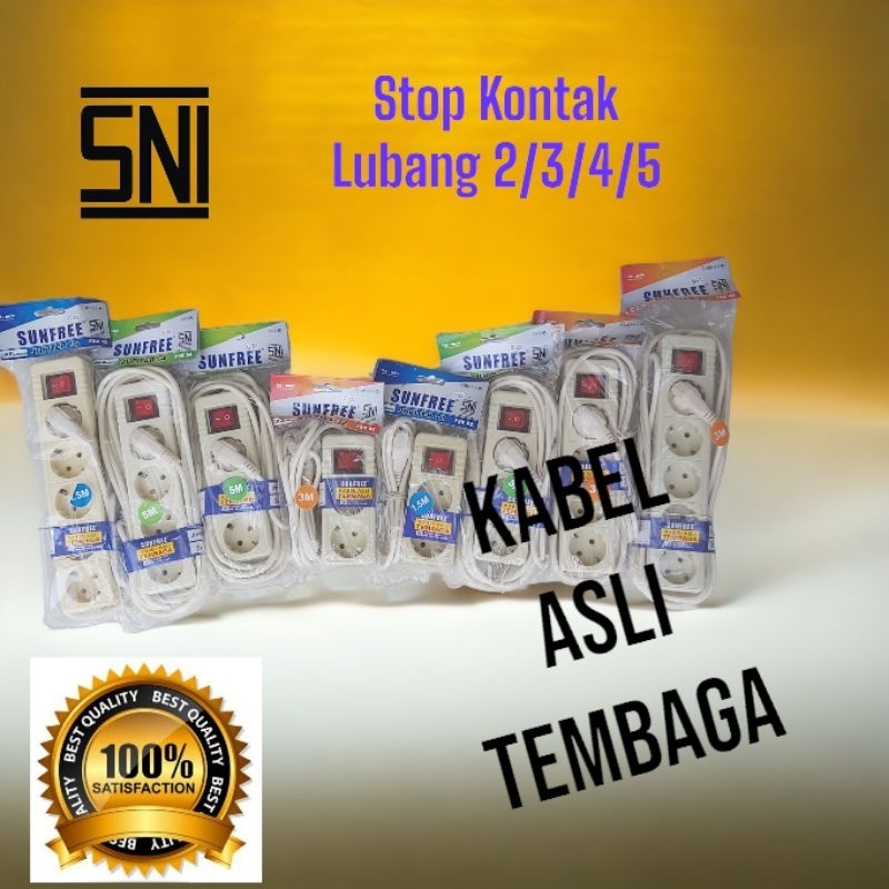 StopKontak Colokan Kabel lobang 2/3/4/5 panjang 1,5/3/5 meter Steker