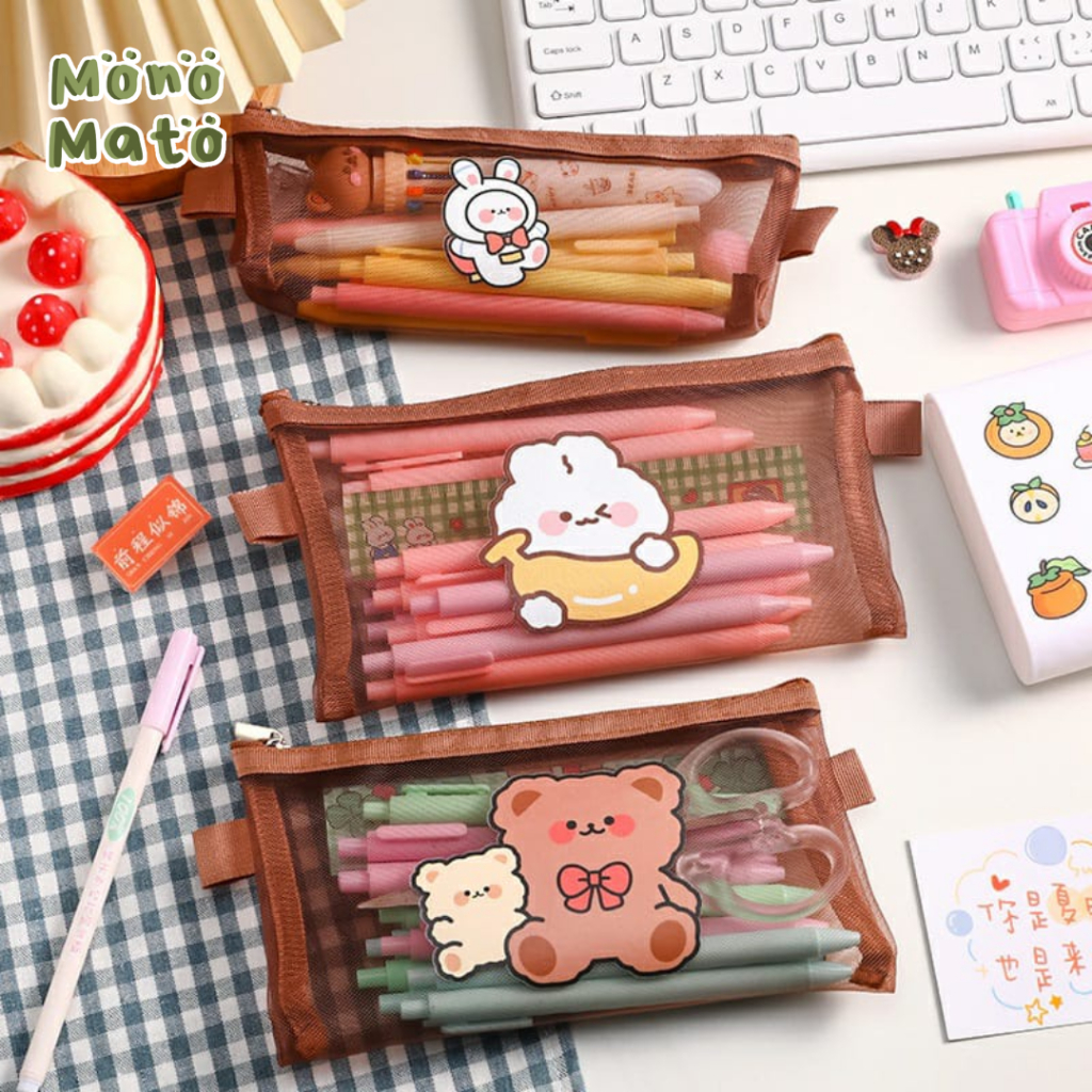 

MONOMATO - BROWN ZIPPER PENCIL CASE / TEMPAT PENSIL COKLAT MULTIFUNGSI HEWAN ASTRONOUT LUCU KOREA