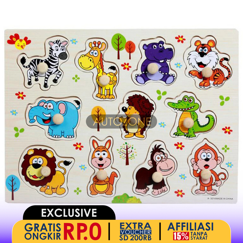 JJOVCE Mainan Edukasi Anak Wooden Baby Educational Model Hewan - 3014