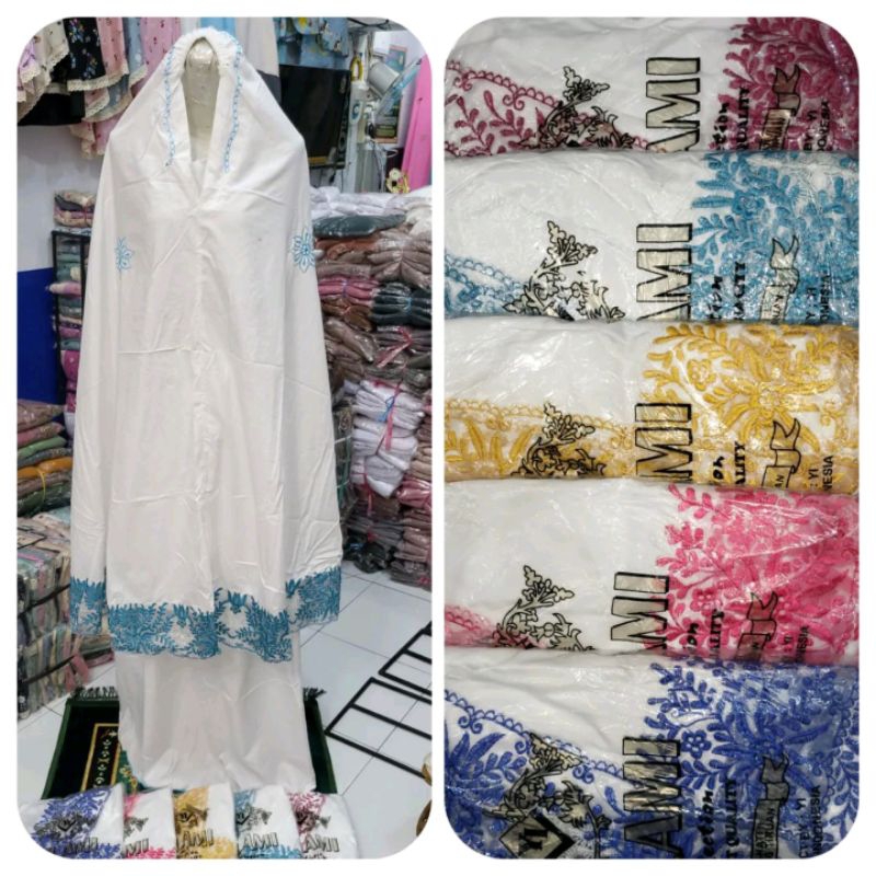 mukena katun  putih rendah warna mukena bagus