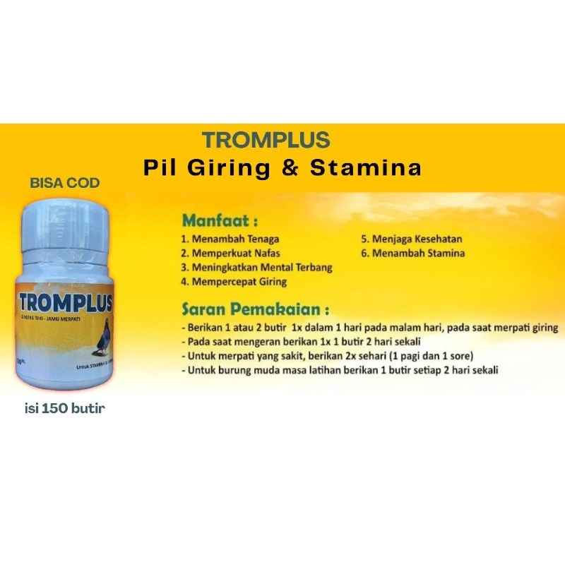 TROMPLUS OBAT JAMU STAMINA GIRING KERAS BURUNG MERPATI/DARA