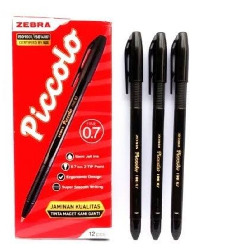 

pulpen zebra Piccolo 0,7mm black isi 12