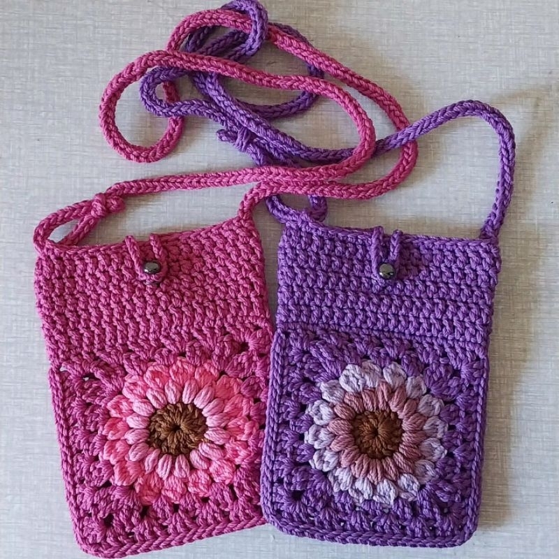 Phone bag || granny square rajut