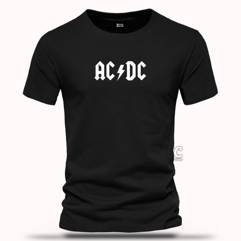 Kaos AC DC Original Kaos Lengan Pendek Cowok-Cewek Sablon Putih Kaos Katun
