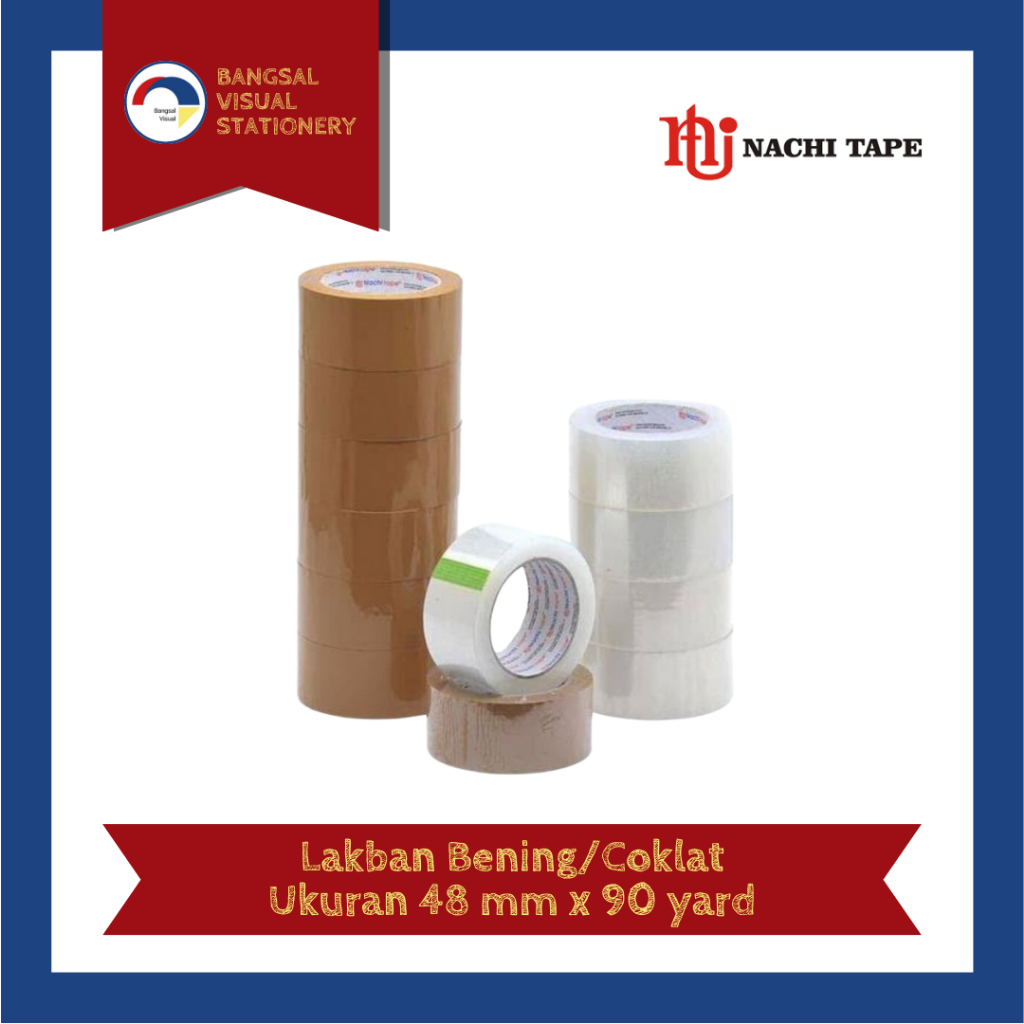 

Nachi Tape Lakban Bening/Coklat Ukuran 48 mm x 90 yard