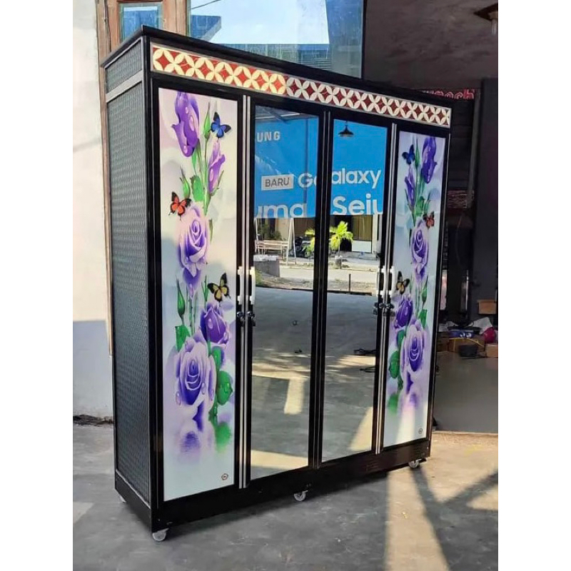 Lemari Baju kaca / Lemari Baju Aluminium Motif