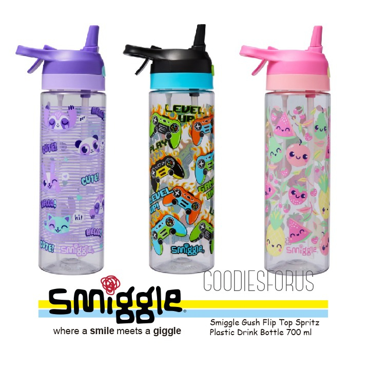 Smiggle Gush Flip Top Spritz Plastic Drink Bottle 700Ml/Botol Minum Spray Smiggle