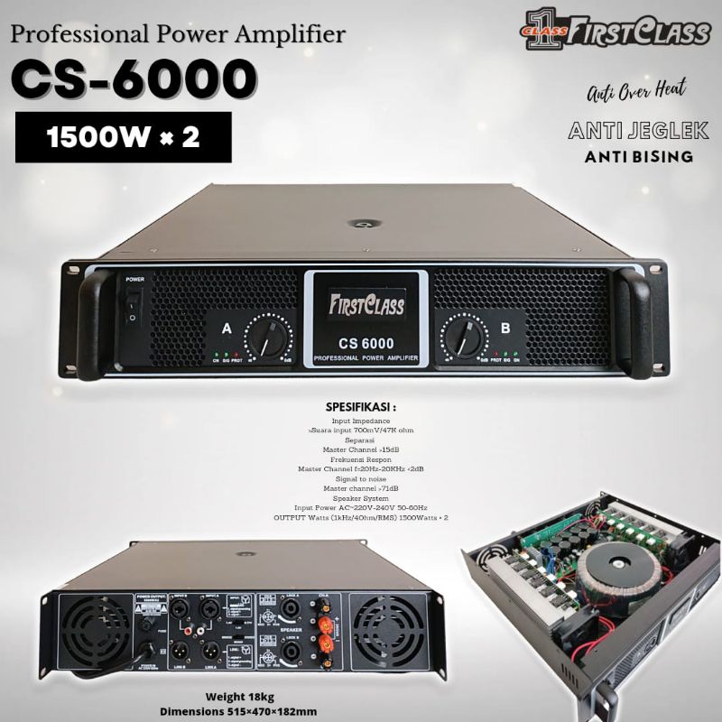 POWER AMPLIFIER FIRSTCLASS CS-6000 / CS6000 / CS 6000 1500W X 2 ORIGINAL