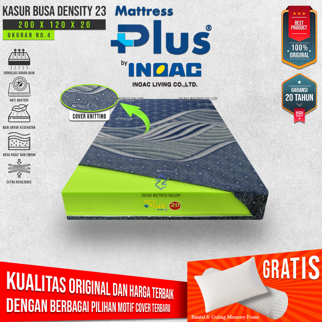 [ 200x120x20 ] Kasur Busa No. 4 Original Mattress Plus by INOAC Density 23 Garansi 20 Tahun