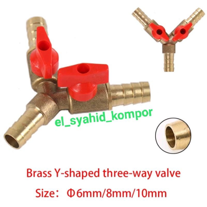 Cabang Y selang gas kran stop