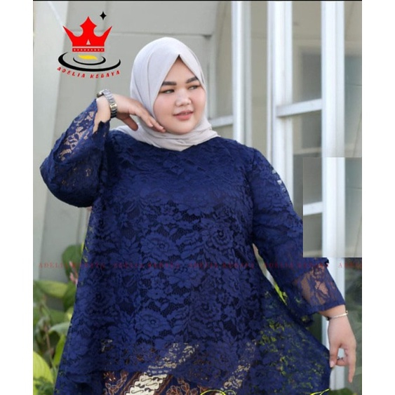 atasan jumbo/kebaya brukat modern/atasan rinjani -Hitam