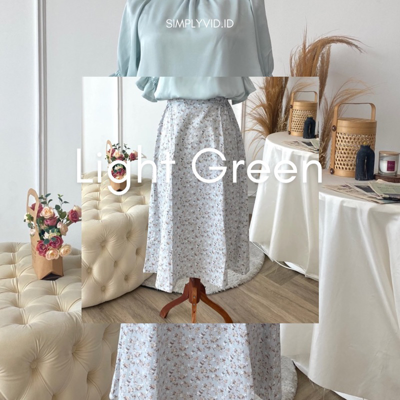 Simp Flower Skirt Light Or Sage Green | Bawahan, rok, Korean skirt, Bangkok Skirt.