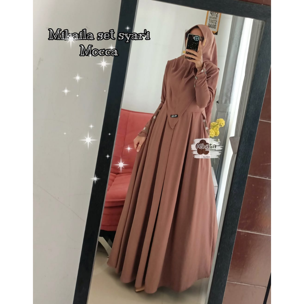 Mikaila set syar'i ori athata,Naffina set syari athata by Dzee, gamis syari, setelan syari, setelan 