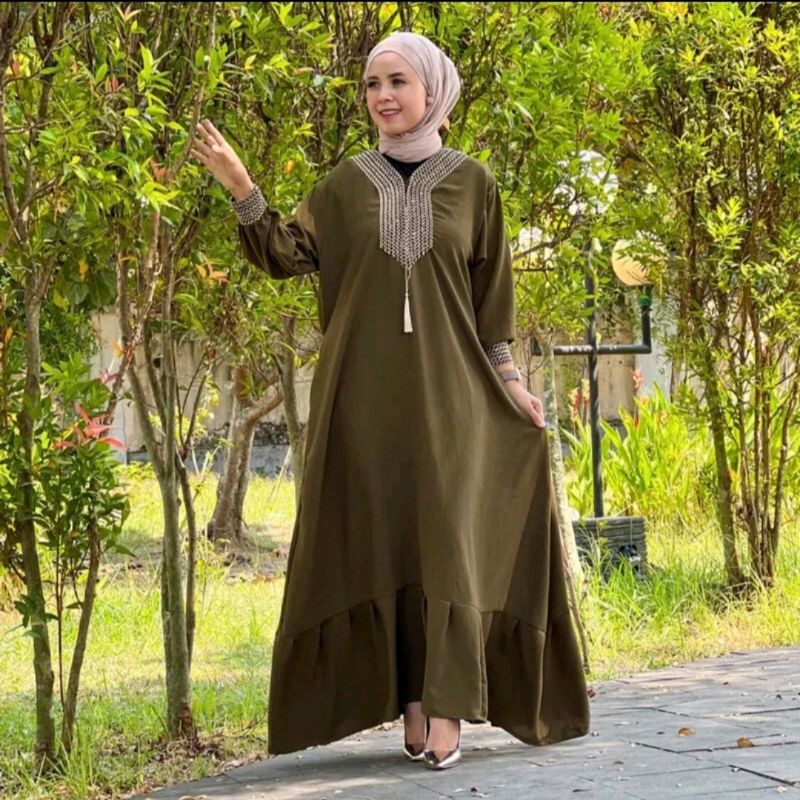 Gamis Renda Cringkle Airflow Jumbo/ Baju Gamis Cringkel Airflow LD 100 LD 130