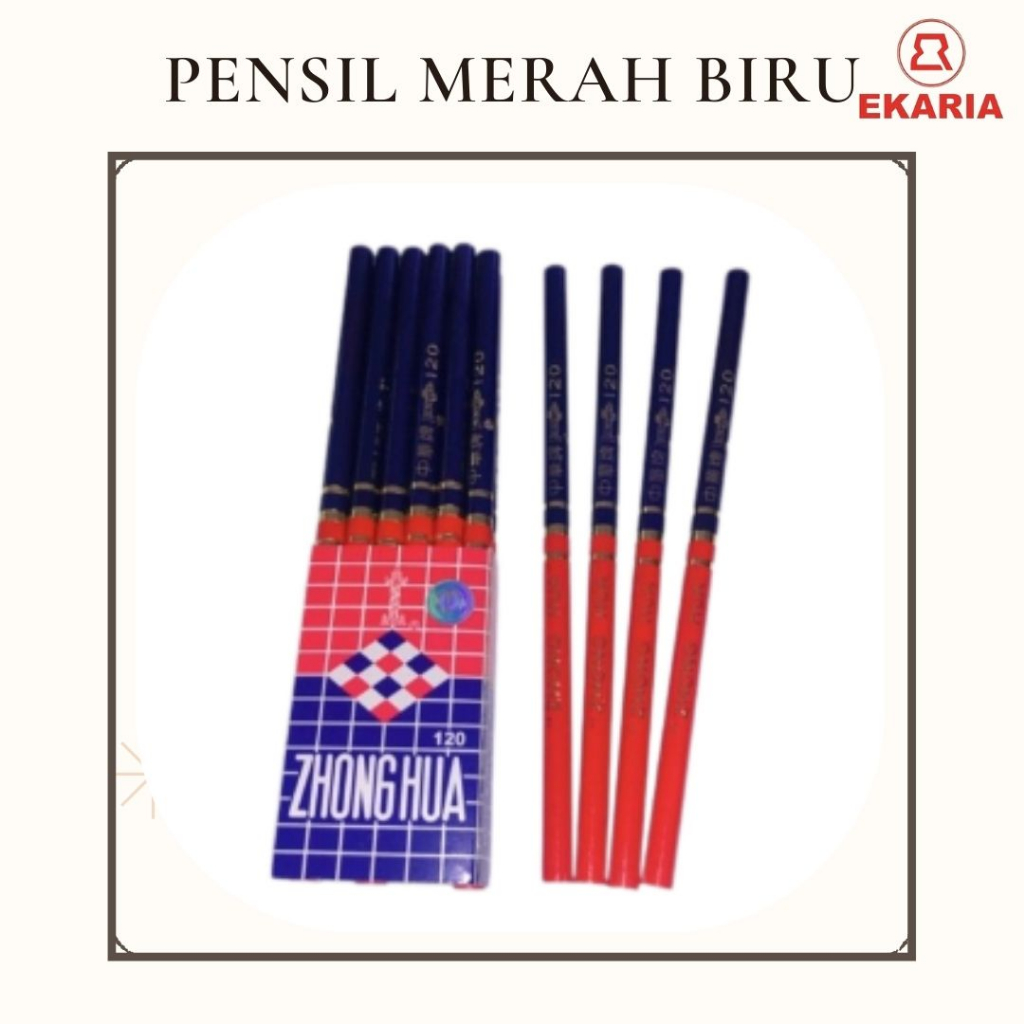 

6 PCS | PENSIL MERAH BIRU | PENSIL WARNA | PEMSIL | EKARIA STATIONARY