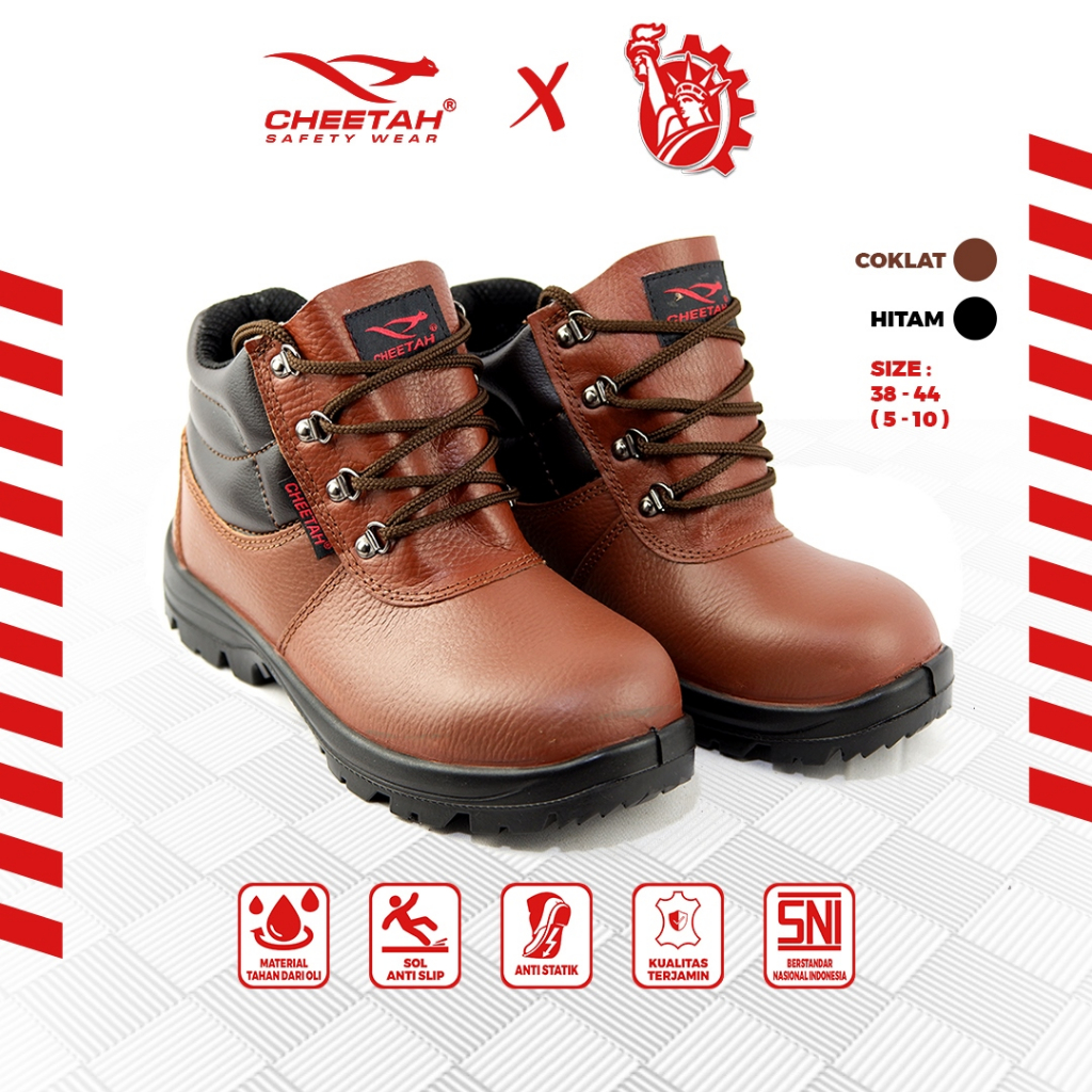 Sepatu Proyek Kerja Safety Original Cheetah 7106 - COKLAT
