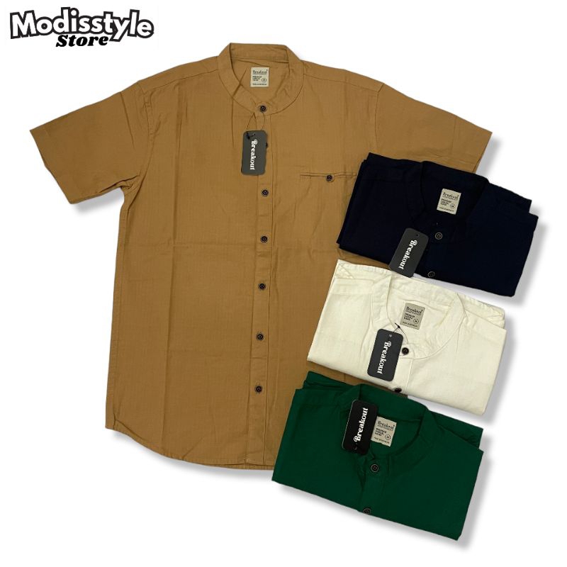 Kemeja Koko Pria/Kemeja Kerah Kerah Shanghai Polos/Kemeja Koko Katun Pria Dewasa Lengan Pendek