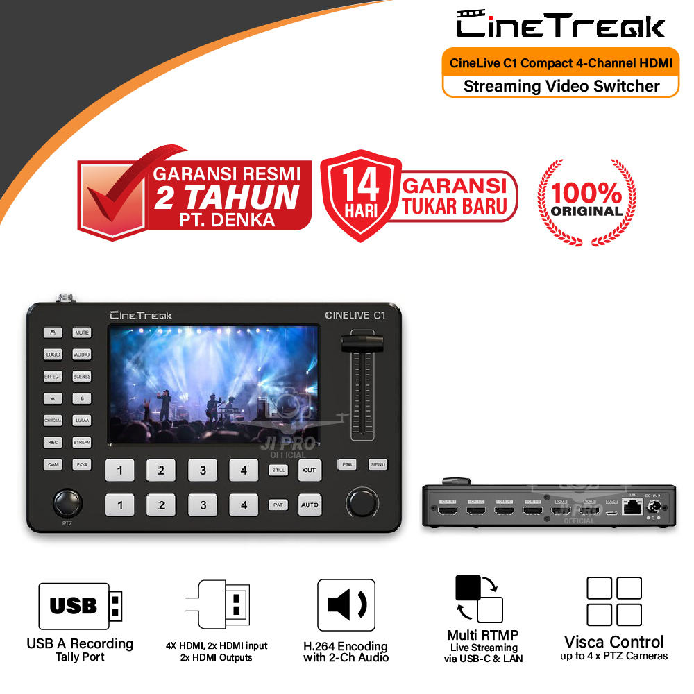 CineTreak CineLive C1 Compact 4-Channel HDMI Streaming Video Switcher