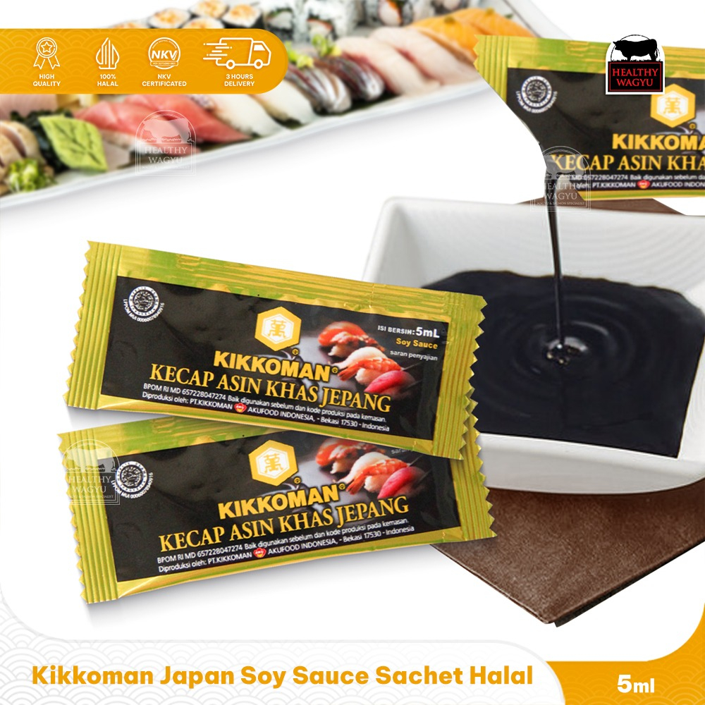 

Kikkoman Japanese Soy Sauce Sachet Kecap Asin Jepang Halal Healthy Wagyu