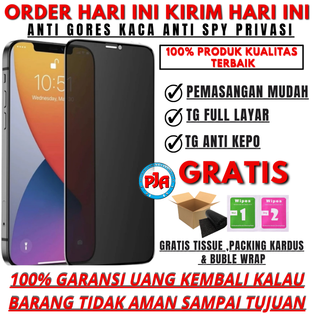 Anti Gores Privasi TG Tempered Glass Privacy Kaca IPHONE 11 11 PRO XR X XS XS MAX 6 PLUS 6S PLUS 7 P