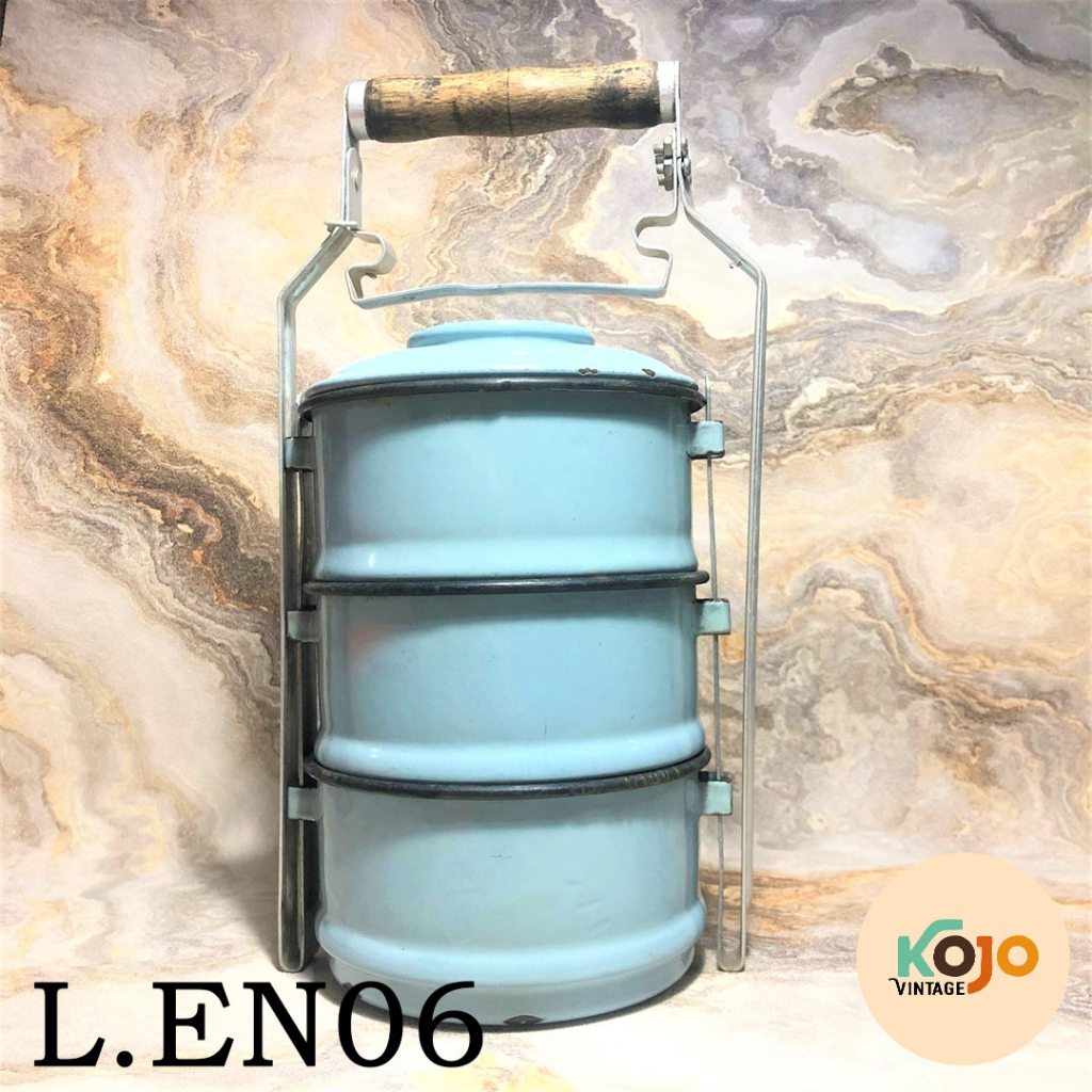 Rantang Enamel Susun 3 Era 1970-an Vintage Jadul Lawas Cocok Untuk Pajangan