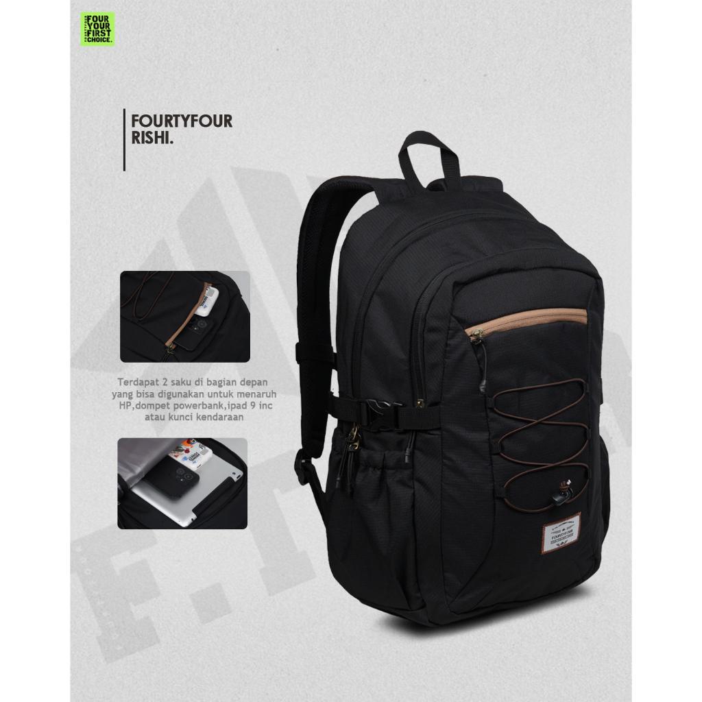 Tas Backpack Pria FOURTYFOUR RISHI - Tas Ransel Casual Pria Premium