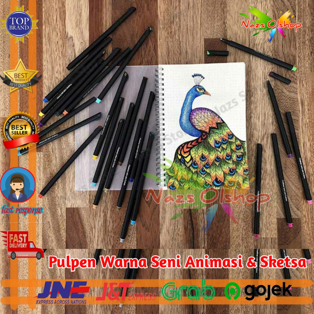 

Pulpen Warna Seni Animasi & Sketsa Drawing Pen Fine Point Art Watercolor 0.4mm