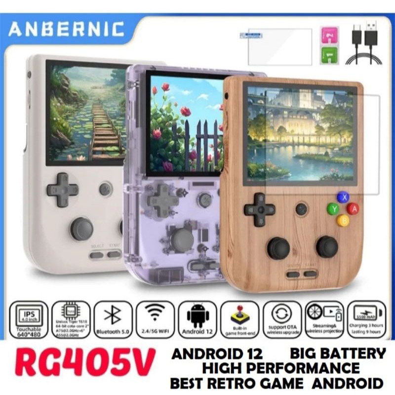 ANBERNIC RG405V 128GB BEST RETRO GAME HANDHELD HIGH PERFORMANCE PS2 PSP PS1 NDS 3DS DC ANDROID LIKE RG405M