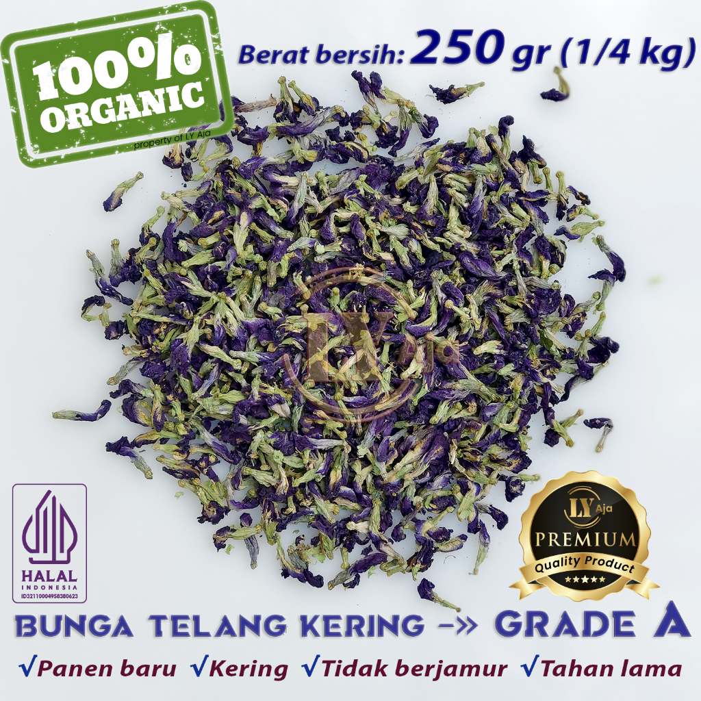 

Teh Bunga Telang Kering 250 gram LY Aja Butterfly Pea Organik Tumpuk Premium gr