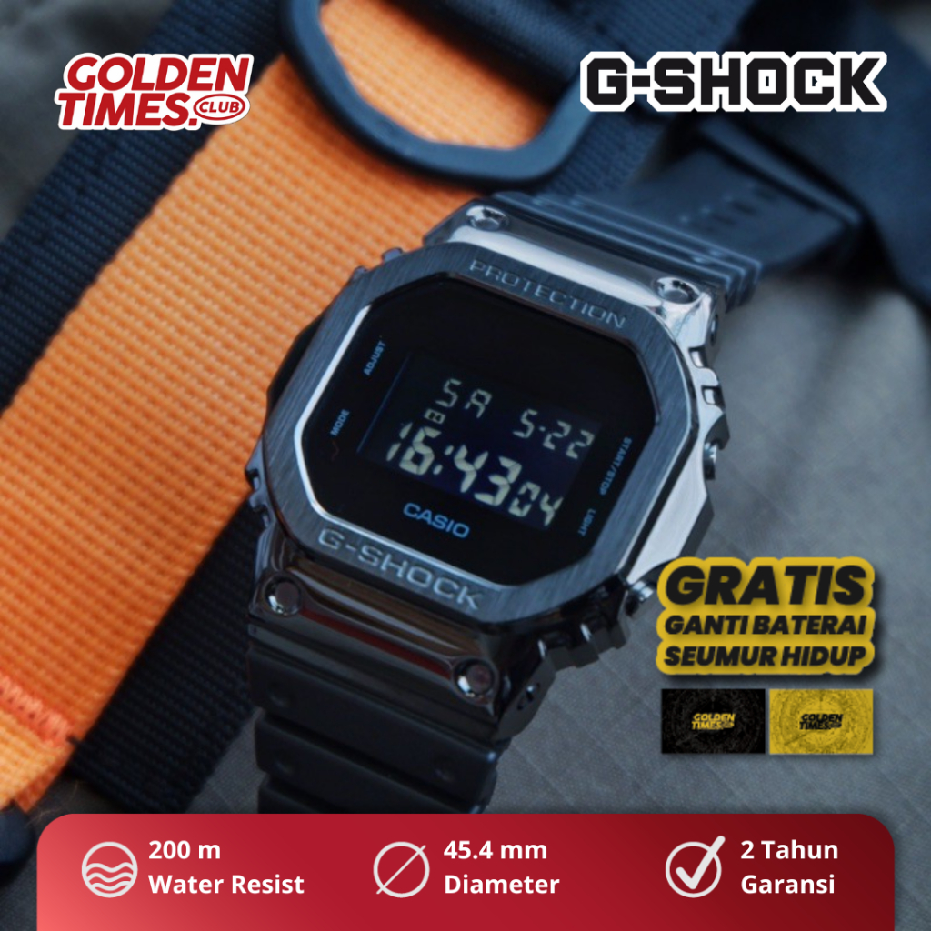 Jam Tangan G-Shock DW-5600BB-1A "Custom Bezel Stainless Black"