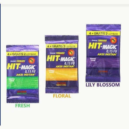 HIT MAGIC KERTAS 4+2 LEMBAR ECER OBAT NYAMUK BAKAR PEMBASMI HAMA SERANGGA FLORAL FRESH LILY BLOSSOM 