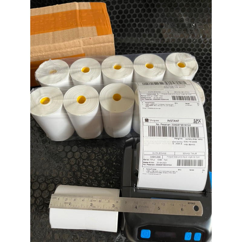

RK 10 ROLL Kertas Stiker label thermal Continous 80 x 50 mm/ 13 m ISI 10 ROLL
